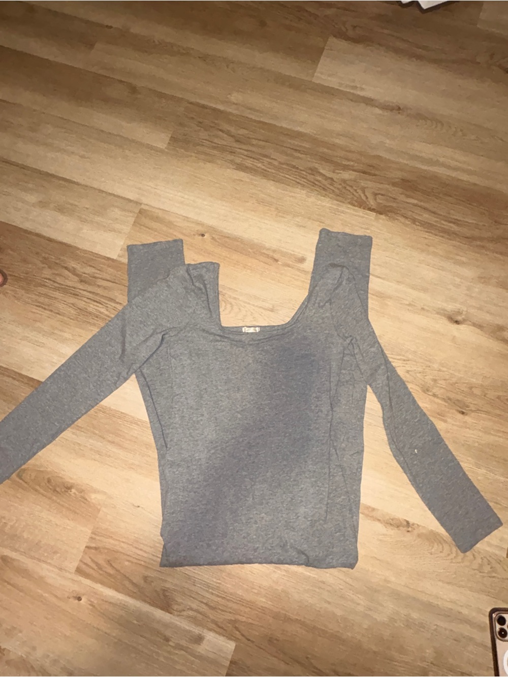 Bozzolo Gray Square-Neck Long Sleeve Top